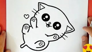 رسم سهل \ طريقة رسم قطة كيوت \ تعليم الرسم للمبتدئين \ رسومات سهله بالرصاص