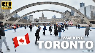 🇨🇦 Walking Through Downtown Toronto in Winter | Real Sounds | -15°C | 4K Tour