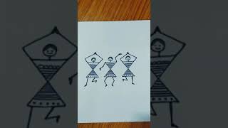 Drawing Warli Art from Alphabets XXX || Warli Art/Tribal Art /Folk Art || #shorts