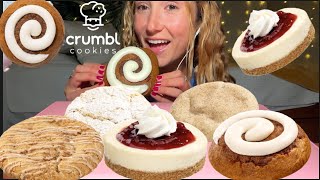 ASMR CRUMBL COOKIES REVIEW/MUKBANG | pumpkin roll, maple glaze, cherry cheesecake, snickerdoodle