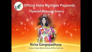 Special Message from Richa Gangopadhyay | OFFICIAL India Michigan Pageant 2021