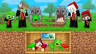 JJ & Mikey Built a HOUSE inside the GRAVE To Prank Families in Minecraft (Maizen)