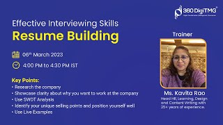 Effective Interviewing skills and Resume building | Day 7 | 360DigiTMG