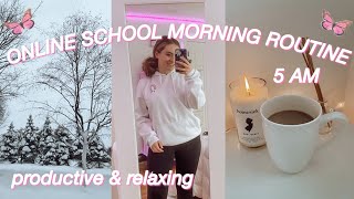 MY 5AM COLLEGE MORNING ROUTINE FOR ONLINE SCHOOL *productive*