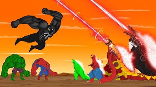 BIG HULK - BIG SPIDERMAN vs GODZILLA ATOMIC BREATH | Godzilla Cartoon Movies