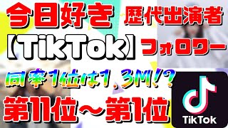 【今日好き】歴代出演者【TikTok】最多フォロワー数ランキング　11位~1位　(個人調べ)　【2022/03/09時点】