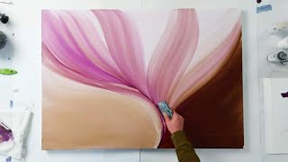 Pink & Brown Shades 💗 Easy Acrylic Painting with a Big Flat Brush /  Unfading Beauty