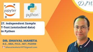 27. Independent Sample T Test (unstacked data) in Python || Dr. Dhaval Maheta