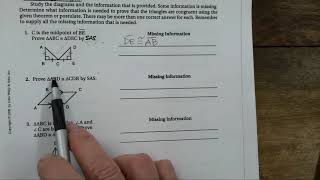 Congruent Triangles Missing Info