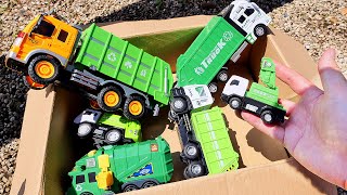 緑のごみ収集車が走る。坂道走行テスト☆ Car Move Race on a Wooden Slope ☆ Garbage Truck Collection Review