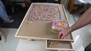 1500 Piece Rotating Puzzle Board with Drawers and Cover, ,Lazy Susan Spinning Puzzle Boards