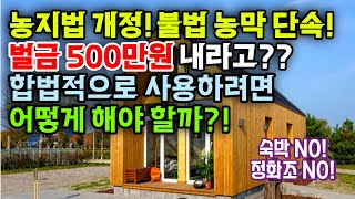 농지법 개정! 불법 농막 단속! 벌금 500만원 내라고?, 합법적으로 사용하려면 어떻게 해야할까?!,숙박,야간취침,한달살기_돈없이 시골집 구하기,귀농귀촌,전원주택,전원생활