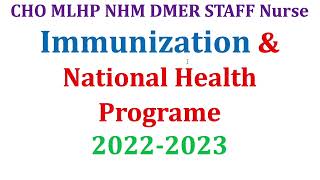 Immunisation & vaccination | MCQs On Immunisation & prevention |  CHO Special Questions 2022 Exams
