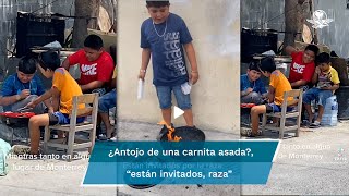 Así prepararon una carnita asada unos niños de Monterrey