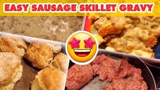 Easy Sausage Skillet Gravy: Large Family Recipes // Jamerrill Stewart