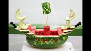 How to Creative Fruit Carving. by NRTC. Watermelon old ship