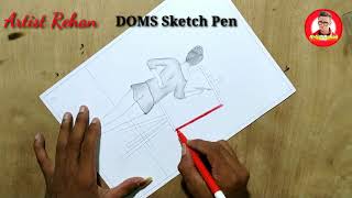 A girl doing a painting on canvas | How to draw a girl step by step | Pencil sketch