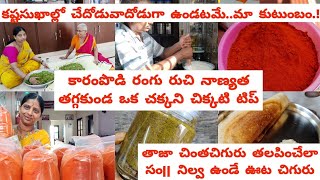 రంగు రుచి నాణ్యత తగ్గకుండ సంవత్సరం పాటు కారంపొడి STORAGE చింత చిగురు fresh గా DAILY ROUTINE VLOG