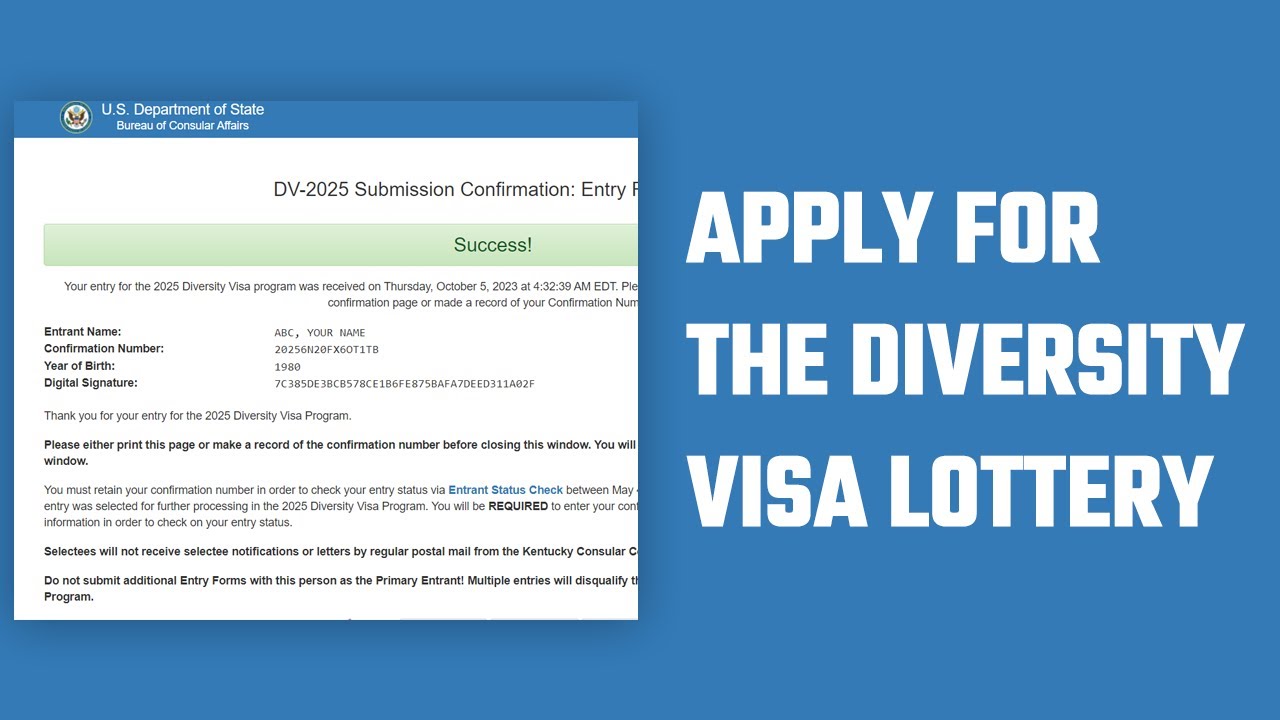 How To Apply For The Diversity Visa Lottery 2025 - Step By Step Guide ...