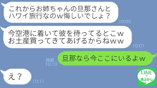 【LINE】歳の離れた私を舐める妹が旦那を略奪し海外旅行のマウント連絡「一緒にハワイ旅行するのｗ」→浮かれる勘違い女が空港で真実を知り爆笑の結果に…ｗ