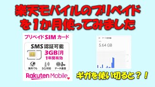 【ギガを使い切ると】楽天モバイルのプリペイドを1か月利用してみた