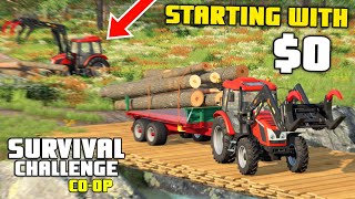 STARTING WITH $0 BUT AS A TEAM! | Survival Challenge CO-OP | FS22 - Episode 1