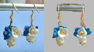 How to crochet flower earrings,motif step by step, for beginners #crochet #crochetearrings