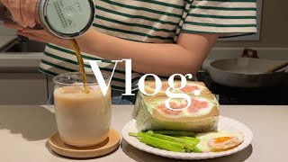 Vlog早餐 | 100天早餐不重样 | 无花果抹茶酸奶三明治+生椰冷萃