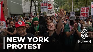 Rallies held against visiting Israeli PM: protesters gather near UN HQ in New York