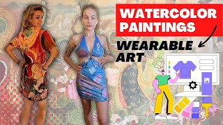 How to print watercolor painting on clothes #xiangliart #printful #wearableart