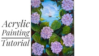 EASY! How To Paint HYDRANGEAS 🎨 step by step painting tutorial in acrylic