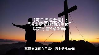 【每日聖經金句】: “活出蒙受救贖的生命”  (以弗所書4章30節)