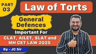 General Defences in Law of Torts for CLAT, AILET, SLAT and MH CET LAW 2025 Part 3