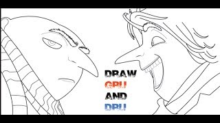 How to Draw Dru & Gru from Despicable Me 3 Easy Step by Step Drawing for Kids & Beginners