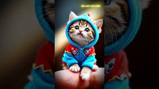 Incredibly Tiny Kitten the Size of a Finger Wearing a Blue Outfit! 🐱👗 | Adorable Baby Cat Moment