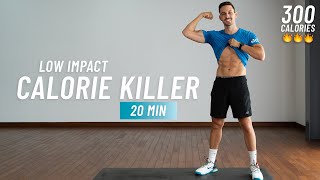 20 Min Low Impact Cardio - High Intensity Workout for Fat Burn at Home (No Jumping, Steady State)