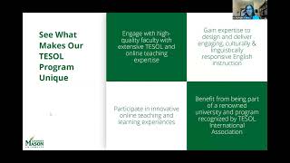Master in TESOL Virtual Open House at GMU