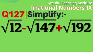 Q127 | Simplify √12-√147+√192 | Simplify root 12 - root 147 + root 192 | root 12 -root 147 +root 192