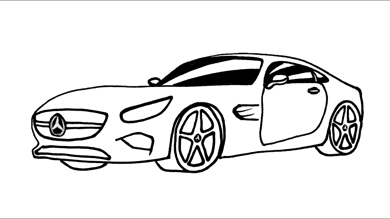 How To Draw Mercedes Benz Sports Car - Easy Car Drawing - Kolay ...