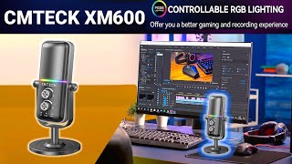 CMTECK XM600 Gaming USB Microphone, Computer Condenser Gaming Mic for PC/Laptop/PS4/PS5, RGB Lights