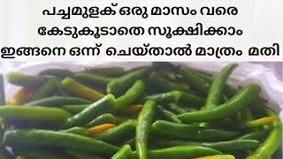 പച്ചമുളക് ഒരു മാസം വരെ കേടുകൂടാതെ സൂക്ഷിക്കാൻ ഇങ്ങനെ ഒന്ന് ചെയ്യൂ | How to store Greenchilly