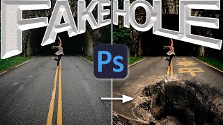 【Photoshop】道路と谷を合成してトリックアート風にしてみた