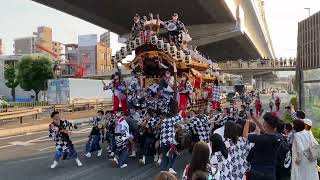 令和4年 東明 だんじり (飛ばせ戻せ) 東明交差点東 神戸市東灘区