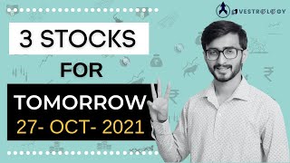 Daily Intraday Calls For Tomorrow | 3 Jackpot Intraday Trading Tips | 27th October 21 #earnwithme