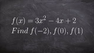 Learn how to evaluate a quadratic function for given input values