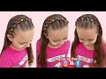 Penteado Fácil com Tiara Trançada e Ligas💕 | Easy Rubber Band Headband Haistyle for Little girls💕