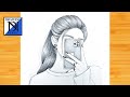 How to draw a Girl taking selfie || Pencil sketch for beginner || Girl drawing easy || Drawing