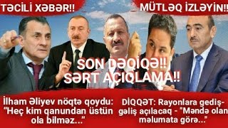 Günün təcili vacib xəbərləri 02.09.2020 xeber, DİQQƏT:Rayonlara gediş-gəliş açılacaq-İlham Əliyev...