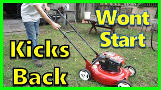 Lawnmower Wont Start? Pull Cord Snaps Back? How to Fix! Flywheel Removal & Repair