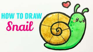 HOW TO DRAW SNAIL 🐌 | Easy & Cute Snail Drawing Tutorial For Beginner / Kids